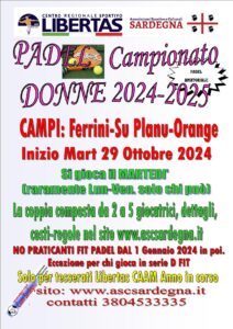 PADEL 2024 - 2025 CAMPIONATO INDIVIDUALE DONNE @ CAGLIARI