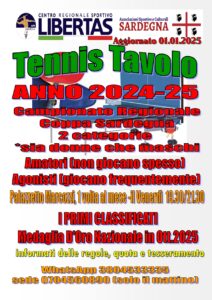 TENNIS DA TAVOLO “2024-2025” AGONISTI E AMATORI @ CAGLIARI