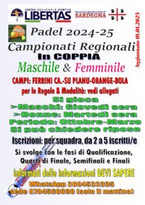 PADEL 2024 - 2025 CAMPIONATO REGIONALE "COPPIA MASCHI E DONNE" @ CAGLIARI