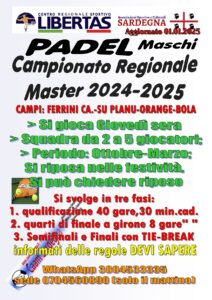 PADEL 2024 – 2025 CAMPIONATO REGIONALE INDIVIDUALE MASCHI @ CAGLIARI E INTERLAND