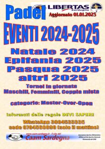 PADEL EVENTI 2024/2025 " NATALE- EPIFANIA- PASQUA" LIBERTAS @ CAGLIARI