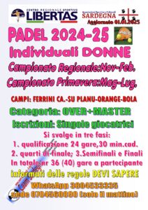 PADEL ” CAMPIONATO REGIONALE E PRIMAVERA” INDIVIDUALE DONNE @ CAGLIARI E INTERLAND