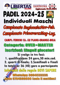 PADEL " CAMPIONATO REGIONALE E PRIMAVERA" INDIVIDUALE MASCHI @ CAGLIARI E INTERLAND