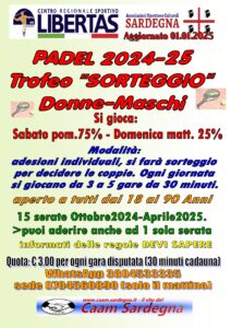 PADEL TROFEO “SORTEGGIO” STAGIONE 2024-2025 @ CAGLIARI E INTERLAND